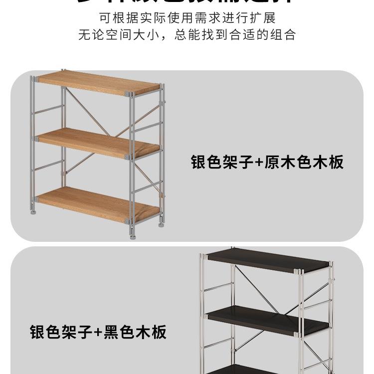 厨房不锈钢全实木置物架微波炉收纳架落地多层货架家用橱柜锅架子