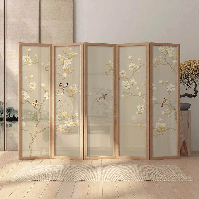 屏风折叠移动隔断客厅简约现代中式酒店遮挡家用卧室茶室实木折屏