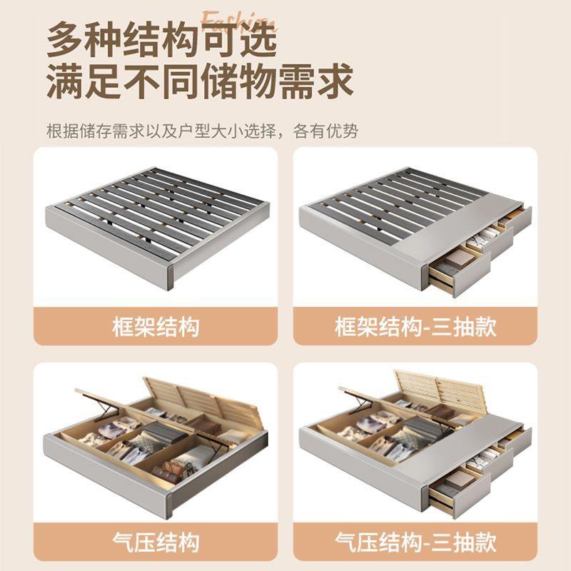 轻奢皮艺床现代简约主卧床出租屋带灯家用双人储物多功能高端婚床
