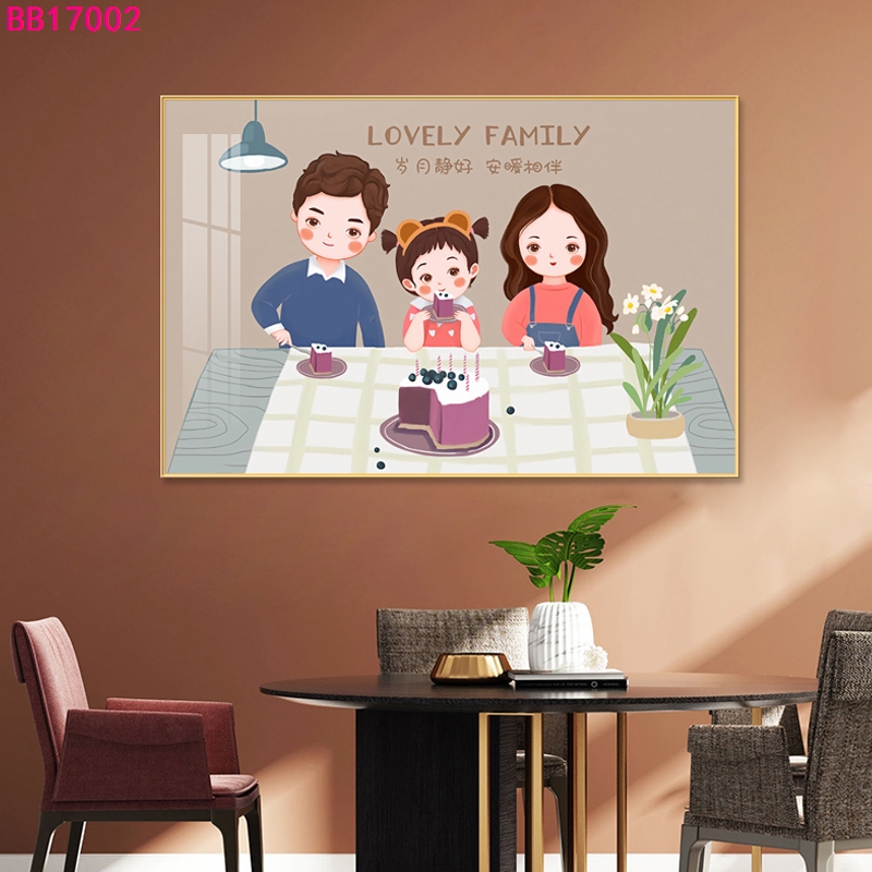 餐厅背景墙装饰画一家人三口四口人物温馨挂画现代简约饭厅墙壁画图片