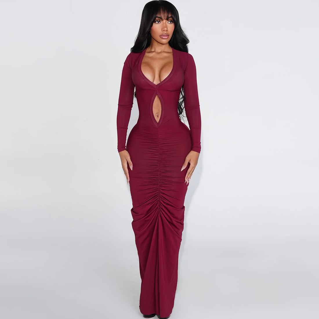 显瘦长袖连衣裙百搭辣妹包臀裙