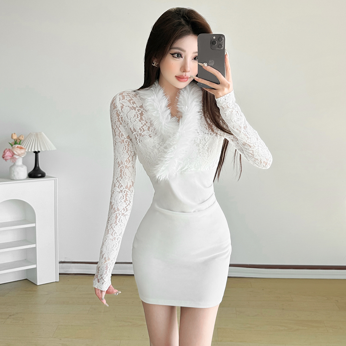 修身百搭长袖连衣裙显瘦包臀裙