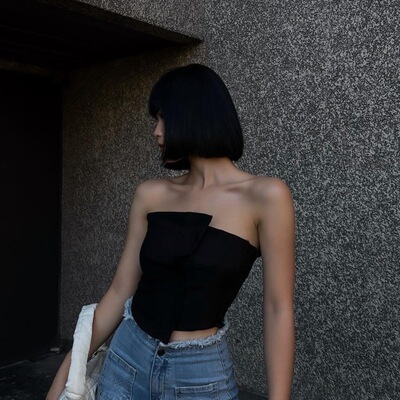 辣妹黑色性感裹胸背心吊带女