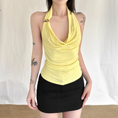 妖精的夏天荡领无袖背心打底上衣