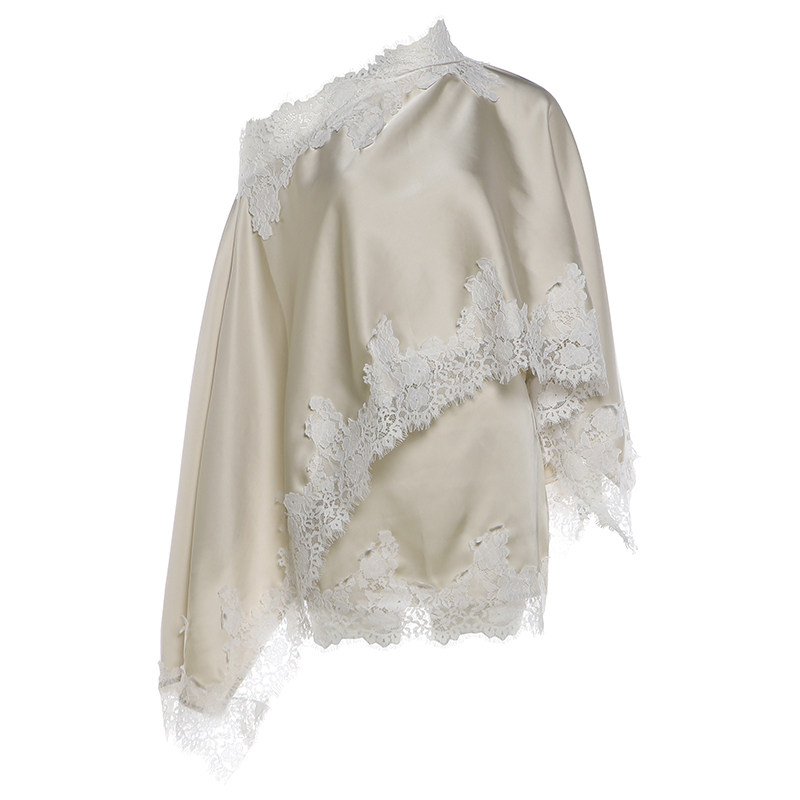 thumbnail for SylCue French high-end lace patchwork shoulder cape top, high-waisted hip-hugging skirt, elegant two-piece set