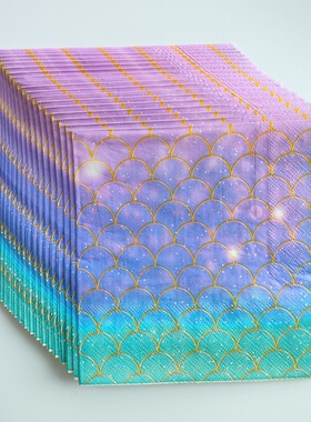 Summer Mermaid Paper Napkins Party Decoupage美人鱼彩色餐巾纸