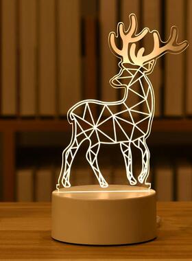 Merry Christmas 3d Lamp Acrylic Usb Nightlights Room Decor N