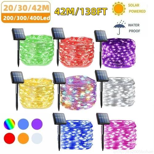 42M400Leds Solar LED Light Outdoor Festoon Lamp Garden Solar
