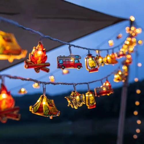 1pc LED Camping Pattern String Lights Camping Shape Atmosphe