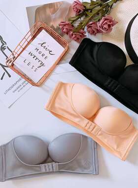 无肩带文胸聚拢防滑上托 托小胸加厚抹胸式隐形胸罩性感内衣女夏
