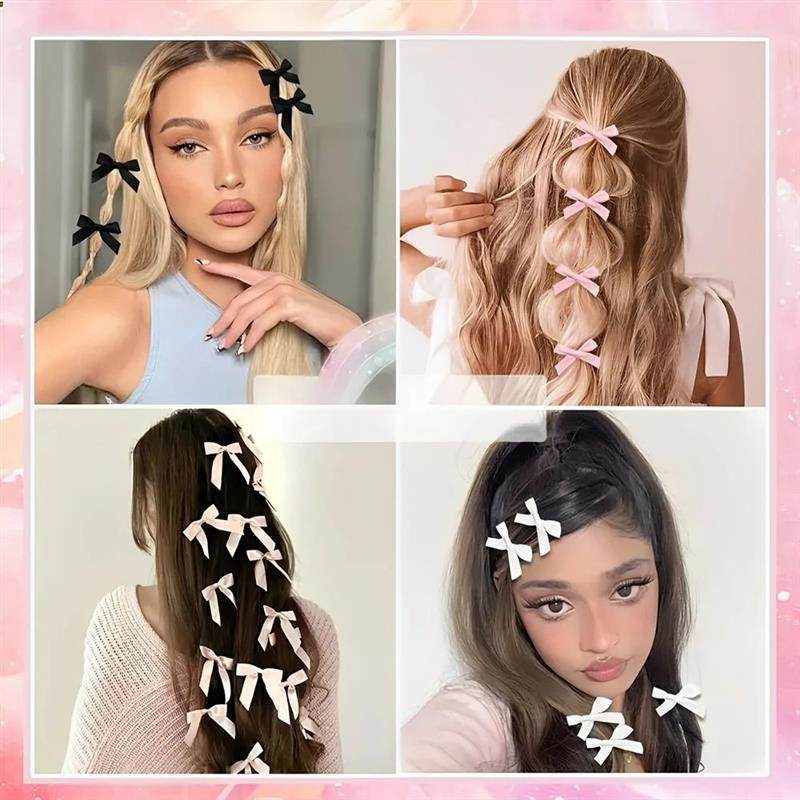 5-24Pcs Y2k Girls Bows Mini Hair Clips Metal Hairpin Headwea
