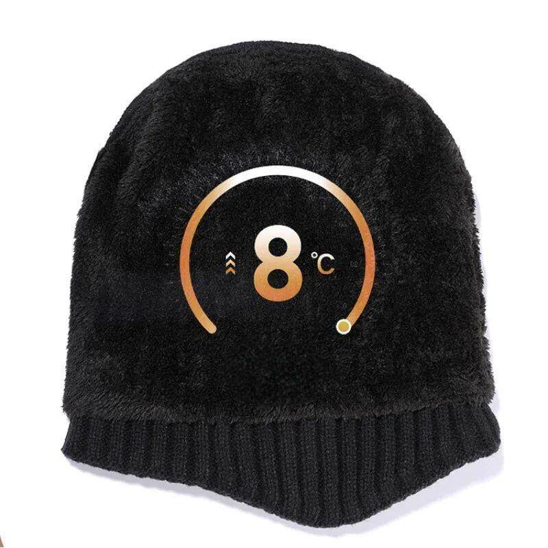 Outdoor Men Winter Knitted Hat with Velvet Warm Ear Hood Int