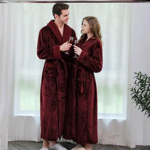 情侣睡衣 high quality winter pajamas gown women men bathrobe