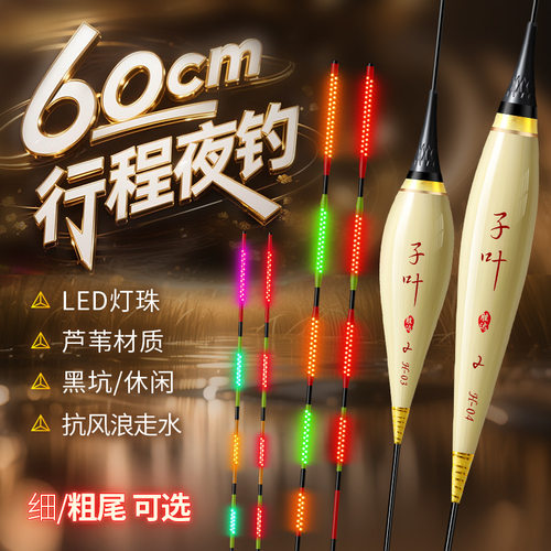 超长行程芦苇夜光漂OLED电光漂60长黑坑竞技高灵敏硬尾变色夜光漂