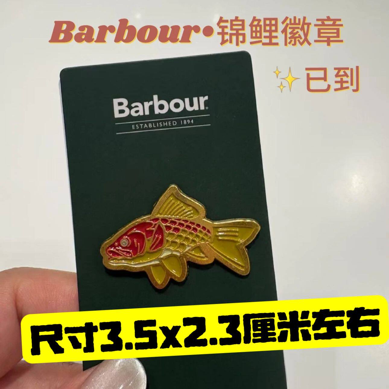thumbnail for Trendy British BARBOUR Koi Badge Brooch Oil Wax Jacket Accessories Logo Classic Collar Badge