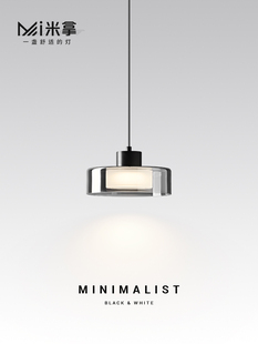 米拿意式极简卧室床头小吊灯现代简约全铜玻璃餐厅吧台玄关垂线灯