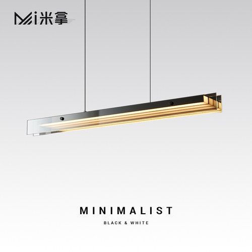 米拿 意式极简饭厅吊灯现代简约设计师高端玻璃吧台岛台LED长条灯