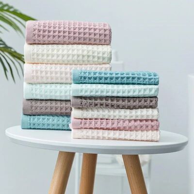 2pcs High Quality Cotton Hand Towels Plaid Hand Towel Face C