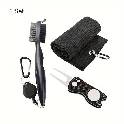 1 Pc Black Golf Towel Microfiber Waffle Pattern Golf Towel (