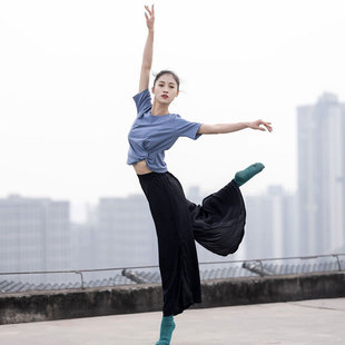 阿妮家的舞蹈服新款舞蹈服女短袖修身打结纯棉短款上衣现代舞练功