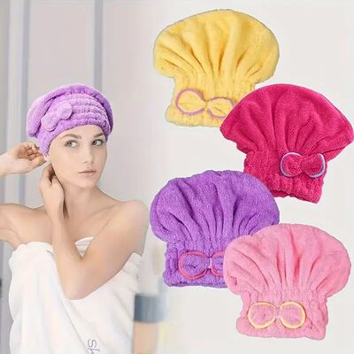 Quick Drying Hair Cap Women Bowtie Bathing Hat Microfiber To