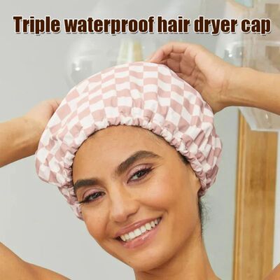 Simulation Silk Three Layer Hair Dryer Cap Waterproof Hair C