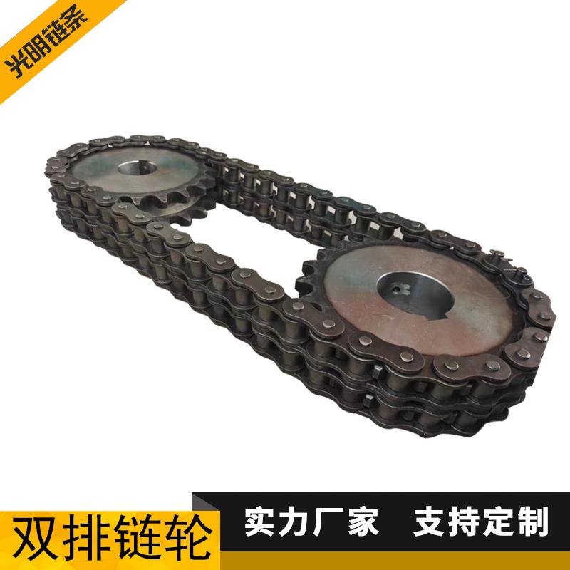 碳钢双排链轮链条非标定做08B10A12A16A20A24A工业机械传动齿轮