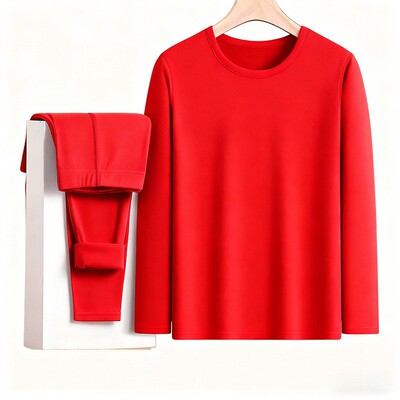 冬季新款男士双面德绒保暖内衣套装加厚中领内穿防寒打底内衣内裤