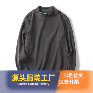 半高领打底衫男德绒双面绒打底衫男士秋冬长袖加绒加厚内搭打底潮