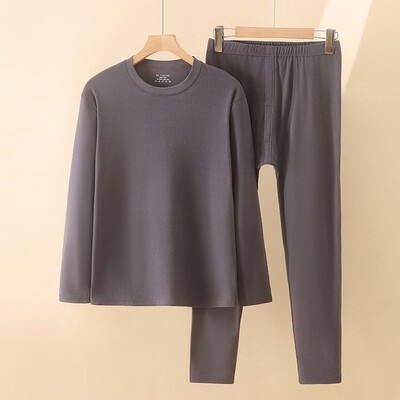 秋冬季男士德绒保暖内衣秋衣秋裤套装速热无痕恒温圆领内穿肌底衣