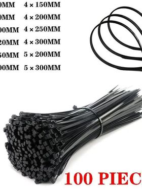 100 Pieces Nylon Self-Locking Ties Bundling Tape Black Durab