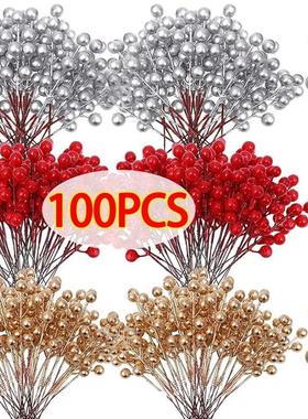 Artificial Berries Red Gold Silver Fake Berries Branch Cherr