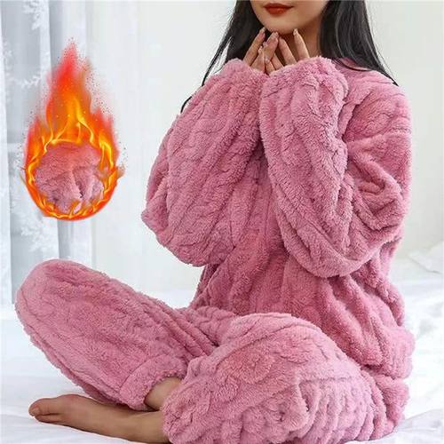 Women's pajamas set Winter coral velvet homewear Velvet thic