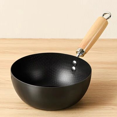 Uncoated Flat Bottom Wok Small Iron Wok for Stir-Fry Cooking