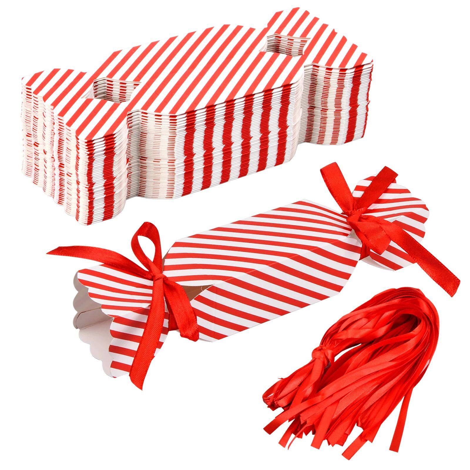 10pcs Candy Box For Christmas With Ribbons DIY Sweets Chocol_虎窝淘