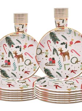 Christmas decorations Theme Party Disposable Tableware Bronz