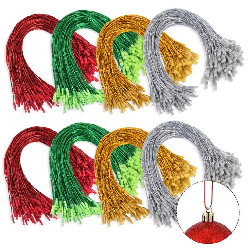 100pcs Christmas Drop Ornaments String Ribbon Xmas Ball Pend