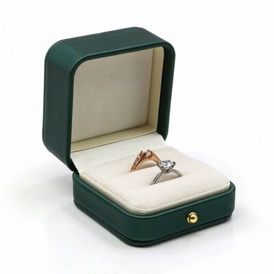 Vintage Double Slots Ring Jewelry Box For Wedding Proposal E