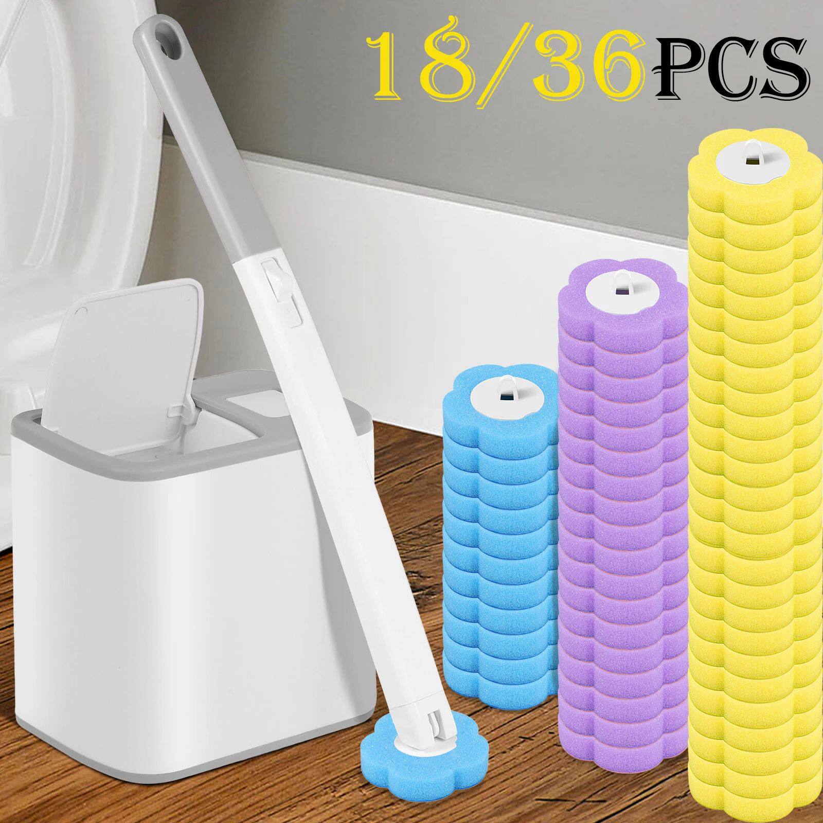18/36Pcs Toilet Brush With Disposable Replacement Head Kits