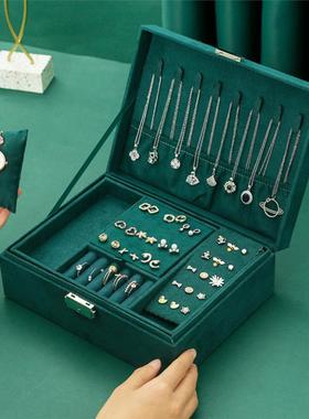 Retro velvet double-layer jewelry storagebox天鹅绒双层首饰盒