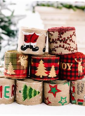 Christmas decoration tree cartoon linen ribbon 圣诞装饰彩带