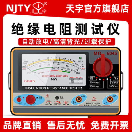 天宇 绝缘电阻测试仪 TY6018 指针式电阻表 电子兆欧表500V 1000V
