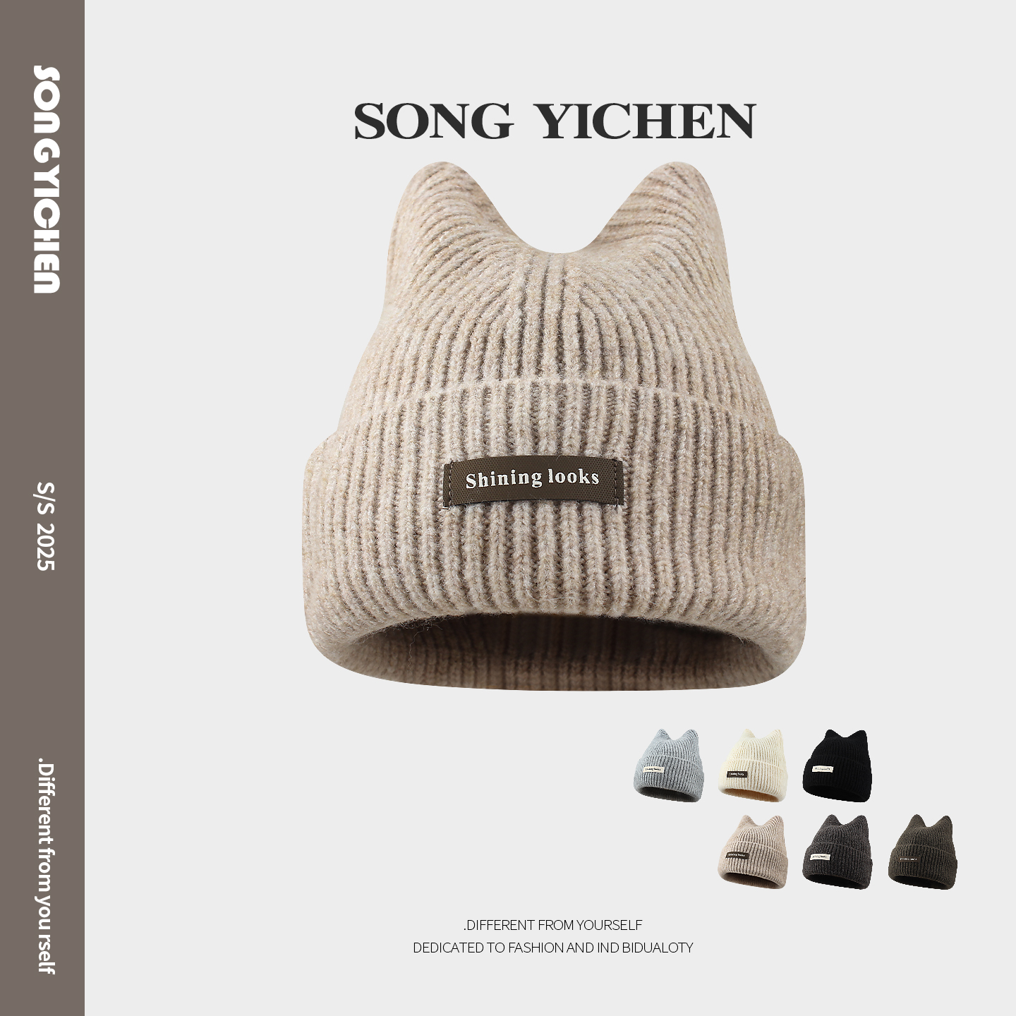 日系大头围可爱猫耳朵毛线帽女