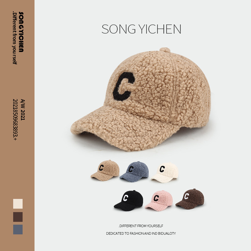 ins风显版型好羊羔绒鸭舌帽子