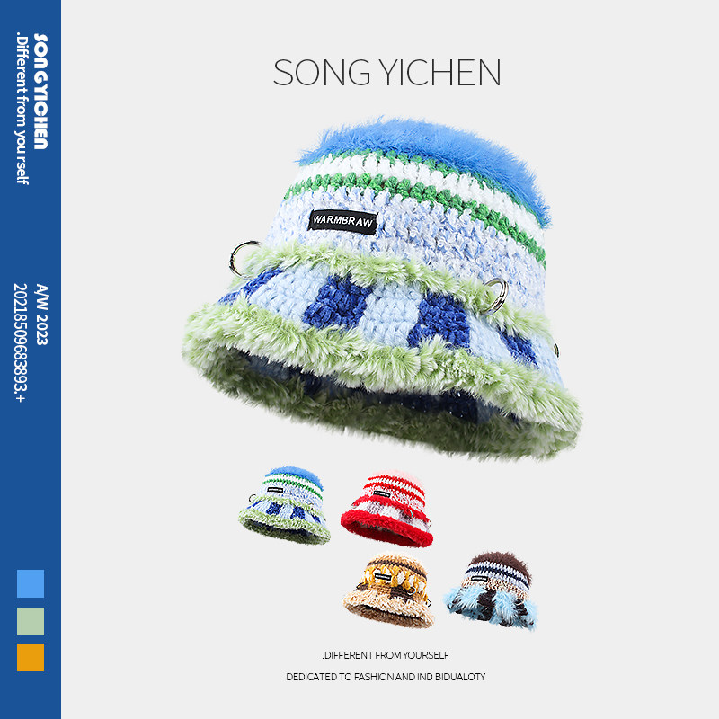 设计师泫雅风手工钩针毛线帽女