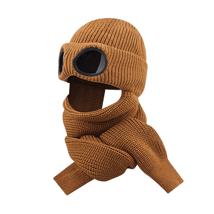 飞行员墨镜围巾手套三件套帽子女冬季户外骑车防风帽东北保暖护耳