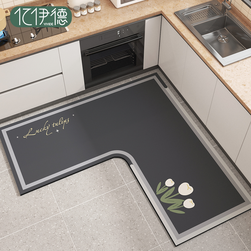 硅藻泥厨房地垫L型防滑耐脏垫子