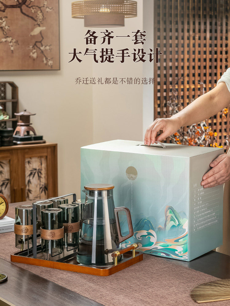 高档水具礼盒套装玻璃茶杯茶具结婚礼物家用杯具水杯乔迁新居礼品