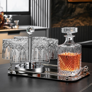 轻奢高档威士忌酒杯家用套装水晶玻璃高端创意洋酒杯奢华酒具杯架