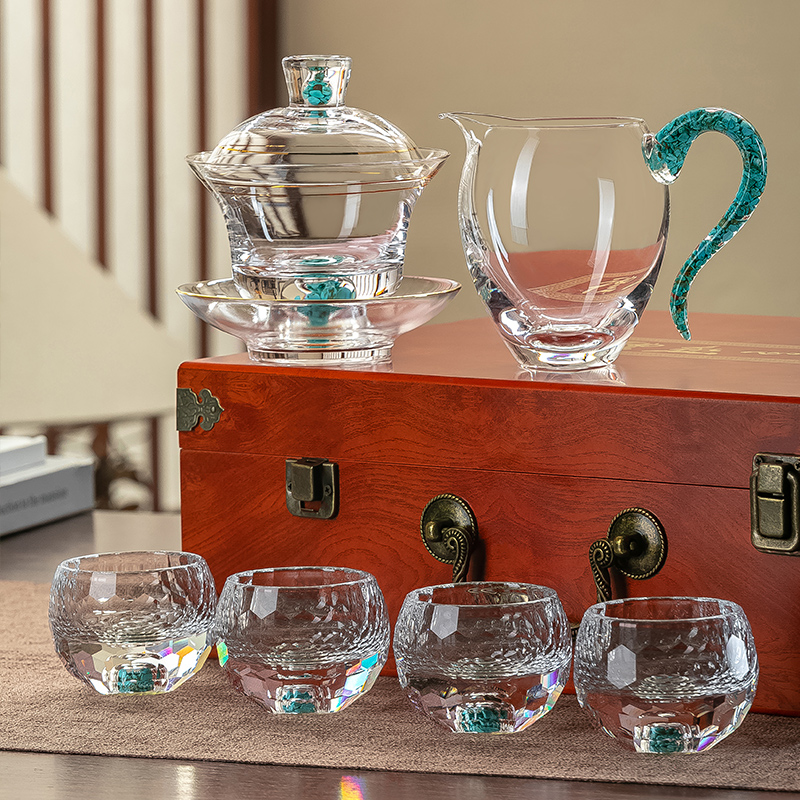 高档精致玻璃透明功夫茶具礼盒